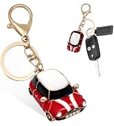 povtii Car Key Chain, Rhinestone Detail 3D Cute Car Model Keychain, Mini Cooper Metal Key Chain w...