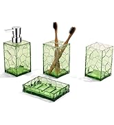 GAHEFY Green Bathroom Accessories Set with Toothbrush Holder, Soap Dispenser, Tumbler, Soap Dish,...