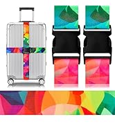 Gutsdoor Luggage Straps for Suitcases Adjustable Travel Belt, Connector Holds Suitcase Bright Col...