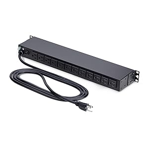 13-Outlet Rackmount PDU, 1U Server Power Strip with 1x Front and 12x Rear Ports