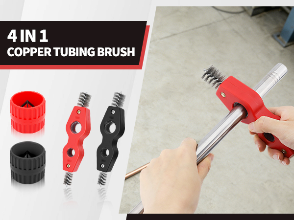 4 in 1 Copper Tubing Brush, 1/2 in and 3/4 in Copper Pipe Cleane