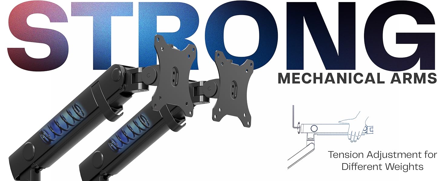 DUAL MECHANICAL SPRING DESK MOUNT DUAL MONITOR DESK MOUNT COUNTERBALANCE DUAL ARM MONITOR MOUNT