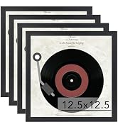 JCJMY Vinyl Frame Record Frames for the Wall Display Album Covers, Wood 12.5x12.5 Frames Black fo...