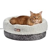 K&H Pet Products Heated Cat Bed Indoor, Thermo-Snuggle Cup Bomber Soft Heated Pet Bed for Large I...