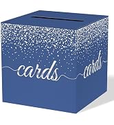 WNINK Blue Silver Cards Box, Cards Receiving Box For Birthday, Graduation, Wedding, Bridal or Bab...