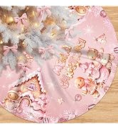 Christmas Tree Skirt 48 Inches Christmas Pink Tree Skirt for Home | Christmas tree base cover par...