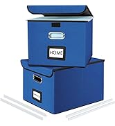 Huolewa Decorative File Organizer Boxes Office Document Storage with Lids, Portable Collapsible L...