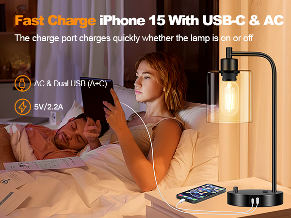 Bedside Lamps with 2 USB Ports