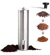 PARACITY Manual Coffee Bean Grinder Stainless Steel Hand Mill Ceramic Burr for Aeropress, Drip Co...