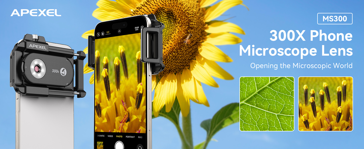 APEXEL 300X Phone Microscope Lens
