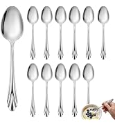 Seeshine Teaspoons Set of 12, 6.7 inch Stainless Steel Silverware Dessert Spoons, Food Grade Mirr...