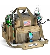 Ghosthorn Fishing Tackle Bag with Rod Holder Saltwater & Freshwater Resistant Large Tackle Box Ba...