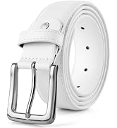 maikun Mens Black Leather Belt, Casual Dress Belts For Men, Classic Design Pin Buckle