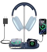 3 in 1 Headphone Stand, Airpod Max Charger Stand with 15W Wireless Charger | Headset Holder for A...