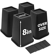 HANIHUA Bed Risers 8 Inch Heavy Duty, 4 Pack Furniture Risers for Dorm Twin XL Table Desk Sofa Co...