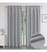 Chyhomenyc Uptown Faux Silk Living Room Window Curtains, 2 Panels Solid Slub Textured Silver Gray...