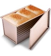 KITESSENSU Pullman Loaf Pan with Lid, 1 lb Dough Capacity Non-Stick Bakeware for Baking Bread, Ca...