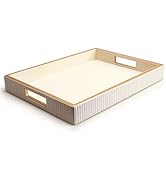 SANZIE Leather Tray Desktop Storage Organizer Premium Serving Trays Decorative Tray Valet Tray fo...