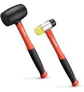 ValueMax Rubber Mallet, 16oz Rubber Mallet Hammer And 35mm Double-Faced Soft Mallet, Fiberglass H...