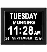 Jaihonda 8 Alarm Options Clock with Day and Date for Elderly,Level 10 Dimmable Dementia Clocks fo...