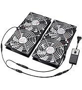 Wathai 4 x 120mm Mining Rig Server Rack Fan with 100V - 240V AC Power Variable Speed Control, Big...