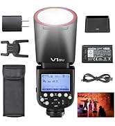 Godox V1 S USA Version Flash Round Head Speedlight for Sony with 76Ws 2600mAh Battery 2.4G TTL 48...