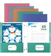 Two Pocket Folders, PANDRI 60 Pack Two Pocket Folders with Prongs, 2 Pocket 3 Prong Folders Desig...