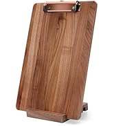 Walnut Wood Clipboard, 12.6" x 8.7" Menu Clip Board with Metal Clip and Stable Base, Solid Hardwo...