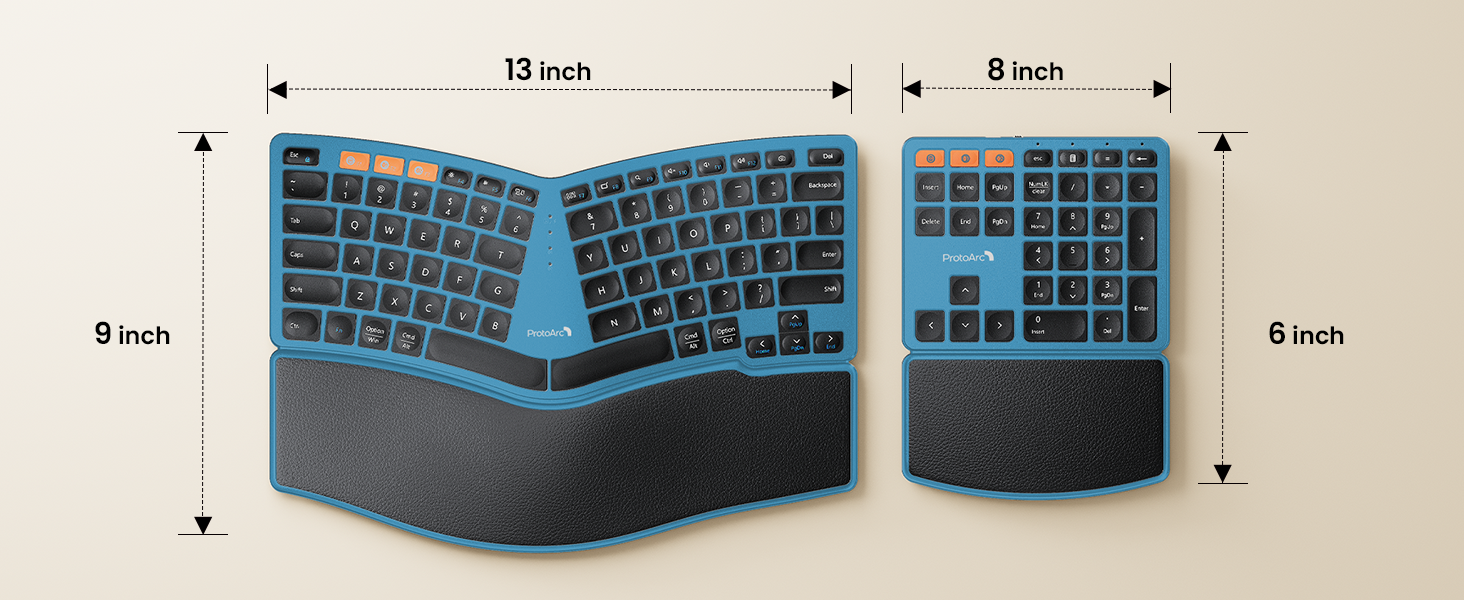 Ergonomic Keyboard with number pad - black blue A+ (16)