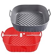 Golden Associate Silicone Liners Square 8 Inches for Air Fryer, 2 Pcs Non-stick Food-grade Reusab...