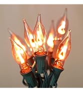 12.8Ft Flicker Flame String Lights C18 Retro Flame Flickering String Lights Fake Fire Lights Stri...