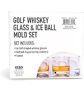 IZZO Golf Whiskey Glass Golf Ball Ice Set - Enjoy a Glass of Whiskey or Bourbon in a Rocks Glass ...