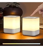 uuffoo 2 Pack Rechargeable Night Light Lamp 3 Color Touch Dimmable LED Portable Table Lamp Batter...