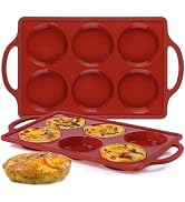 Muffin Top Pan, Metal Reinforced Frame 3 Inch Silicone Egg Molds for Breakfast Sandwiches Non Sti...