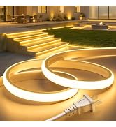 Lamomo COB LED Strip Lights 65.6Ft, Warm White Outdoor Led Rope Light, Waterproof Flexible Silico...