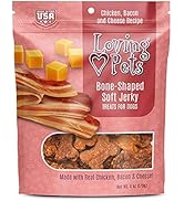 Loving Pets - Soft Chew Jerky (Bone-Shaped, Chicken, Bacon & Cheese Recipe) USA Made Dog Treats