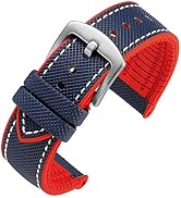 watchdives Nylon Rubber Bottom Watch Straps Canvas Men Watch Band Breathable Waterproof Replaceme...