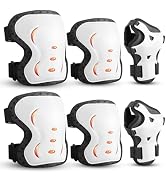 Kids/Youth/Adult Knee Pads Elbow Pads with Wrist Guards Protective Gear Set 6 Pack for Rollerblad...