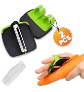2Pcs Finger Grip Vegetable Peelers for Kitchen - Silicone Palm Peeler with Sharp Double-Sided Bla...