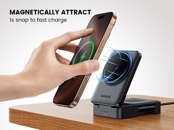 Travel Wireless Charger Station for Multiple Devices for iPhone 16, 15, 14, 13, Apple Watch, AirPods