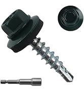 JEGONFRI 300pcs #10 x 1 Green Hex Head Self-Drilling Metal Roofing Screws, EPDM Washer, Colored H...