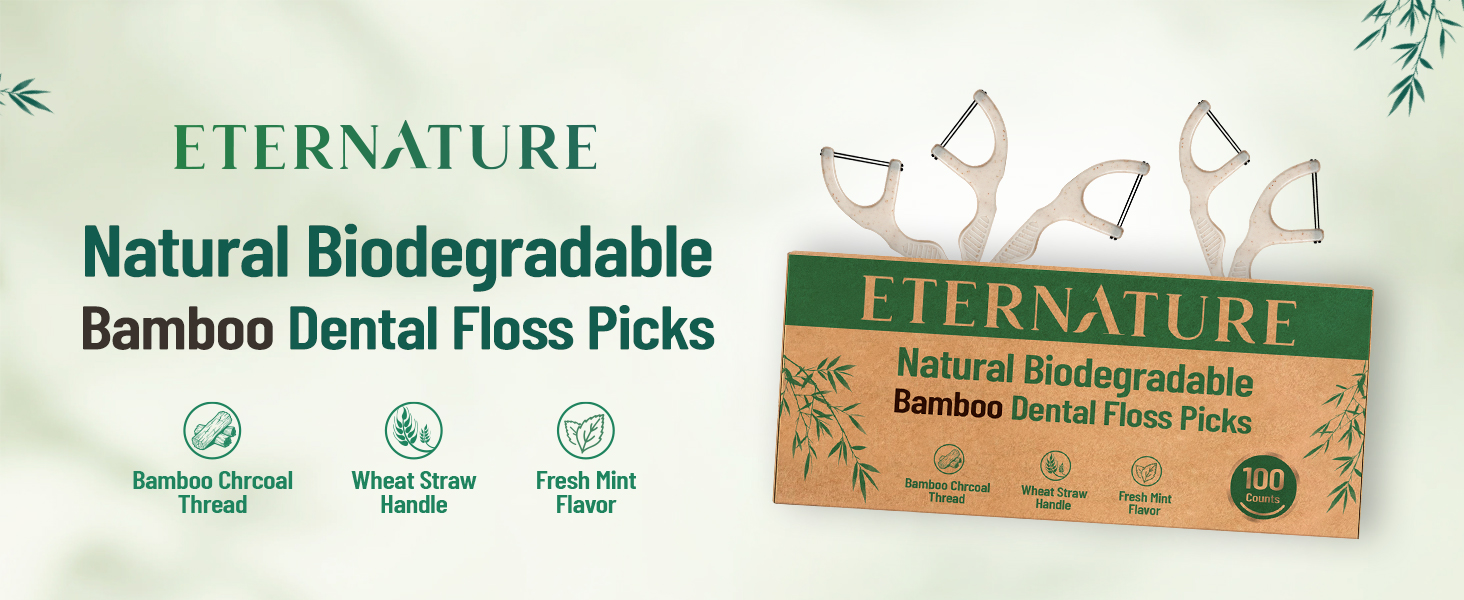 Eternature natural biodegradable dental floss picks for adults