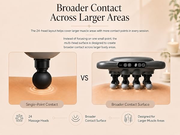 Cordless body massager with 24 massage heads for back, legs, shoulders, and everyday relaxation