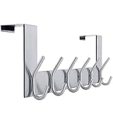 WEBI Over The Door Hook Door Hanger:Over The Door Towel Rack with 6 Hooks for Hanging Coats,Door ...
