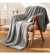 Eastsora Electric Heated Blanket Throw 50''x60'' – Soft Dual-Sided Flannel, 12 Heat Settings, Sma...