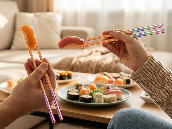 Reusable Bamboo Chopsticks with Ceramic Holders Japanese Style Natural Bamboo Chop Sticks