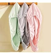 Vie Triomphe Microfiber Hair Towel Turban 3 Pack Button Closure Quick Dry Hair Wraps 9.8x28.7 Inc...