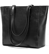 befen Vintage Genuine Leather Work Tote Bag for Women Large Tote Bag with Zipper Leather Purse an...