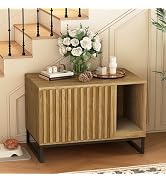 Fienveorn Litter Box Enclosure,Modern Cat Litter Box Enclosure Furniture Hidden Litter Box with C...