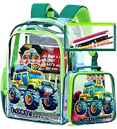 AGSDON 3PCS Clear Backpack for Boys, 16" Truck Transparent Bookbag Heavy Duty,See Through Backpac...